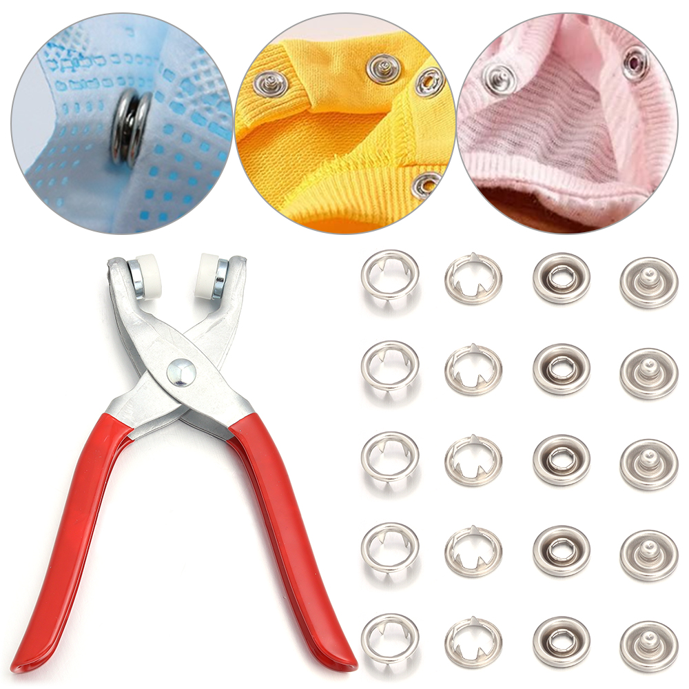 Snap Fastener Set - 50 مجموعة من أزرار الكبس المعدنية