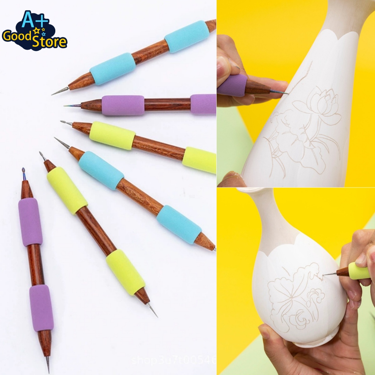 Foam Clay Sculpt - أداة نحت الفخار برأسين ماسيين ومقبض
