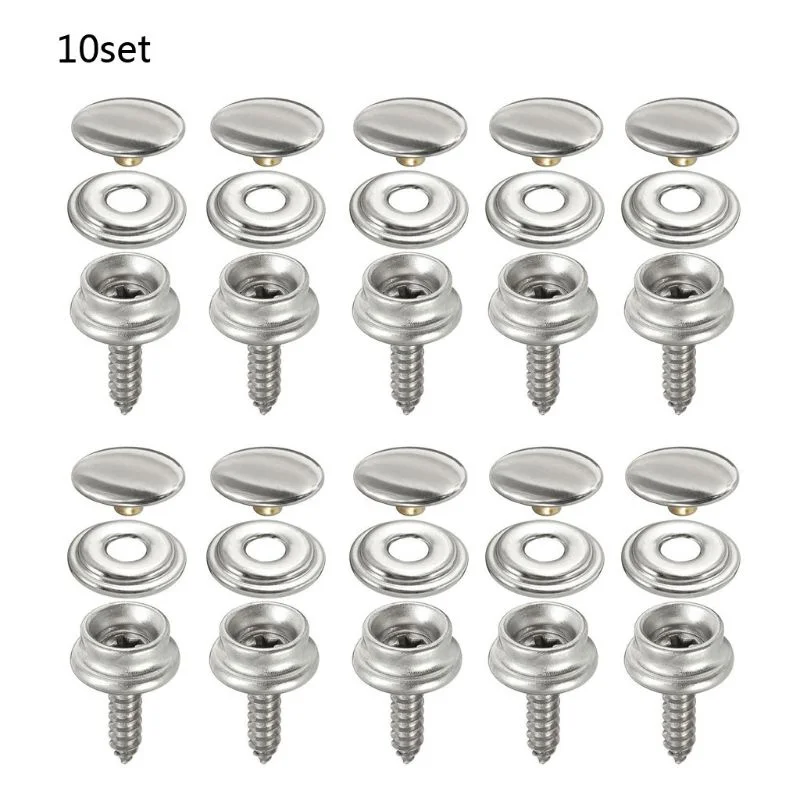 Snap Fastener Set - 10 مجموعات الفولاذ المقاوم للصدأ التنصت