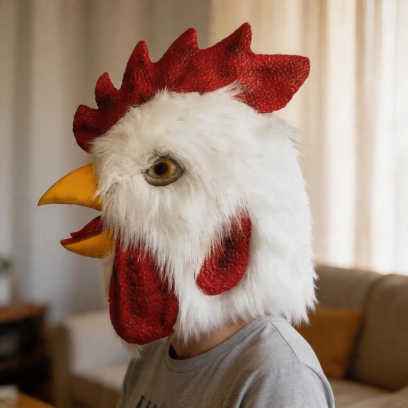 Cosplay Prop Foam - قناع تنكري على شكل رأس ديك