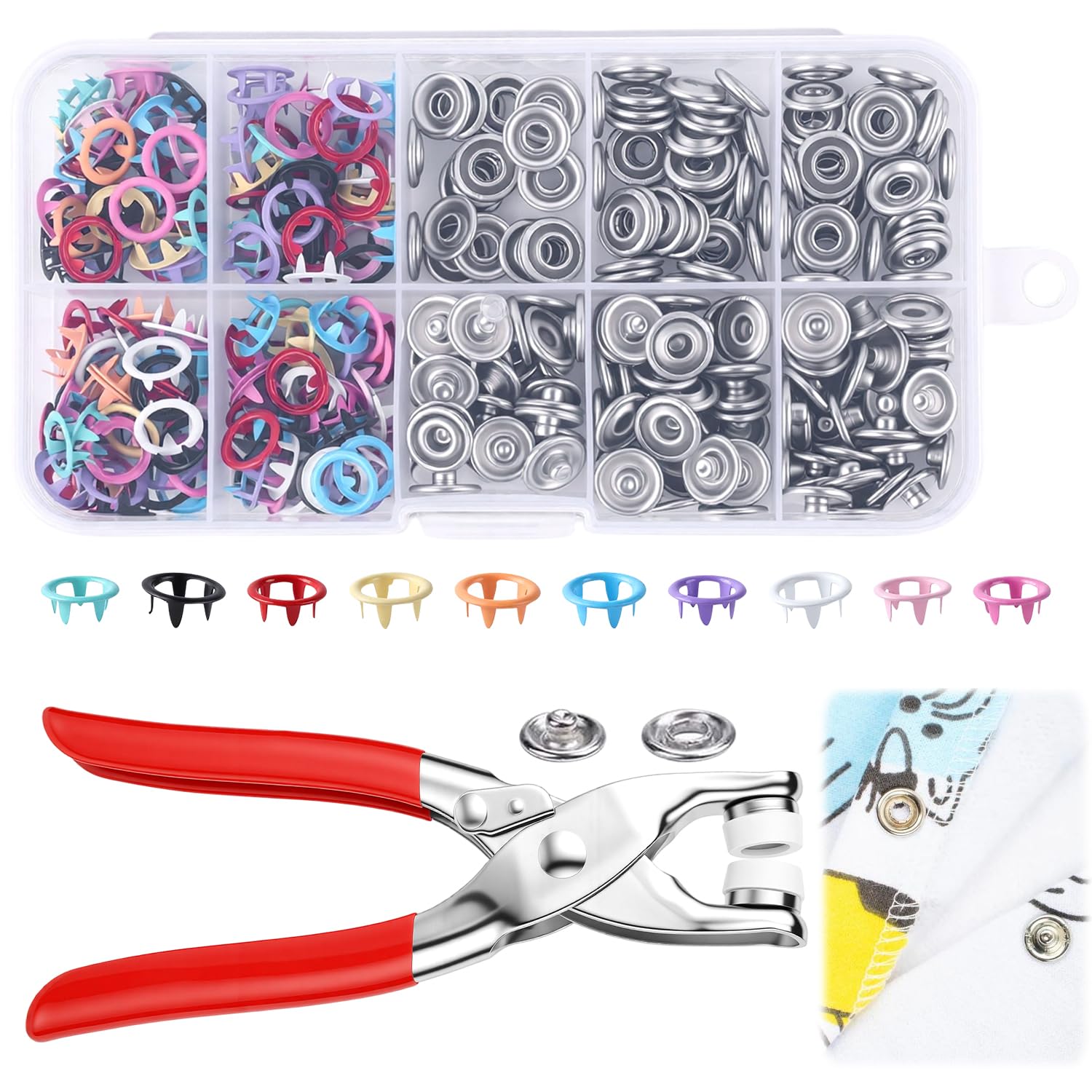 Snap Fastener Set - طقم خياطة مع 100 قطعة من