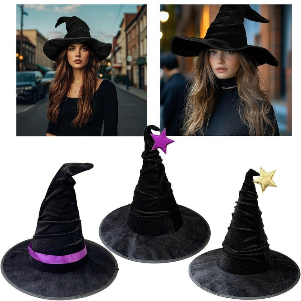 Easy Cosplay Prop - سهلة التخزين المخملية هالوين قبعة الساحرة
