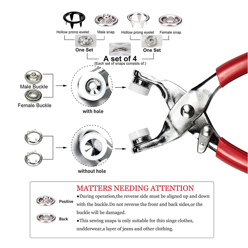 100 مجموعات المفاجئة كماشة الت - مراجعة Snap Fastener Set وسعره